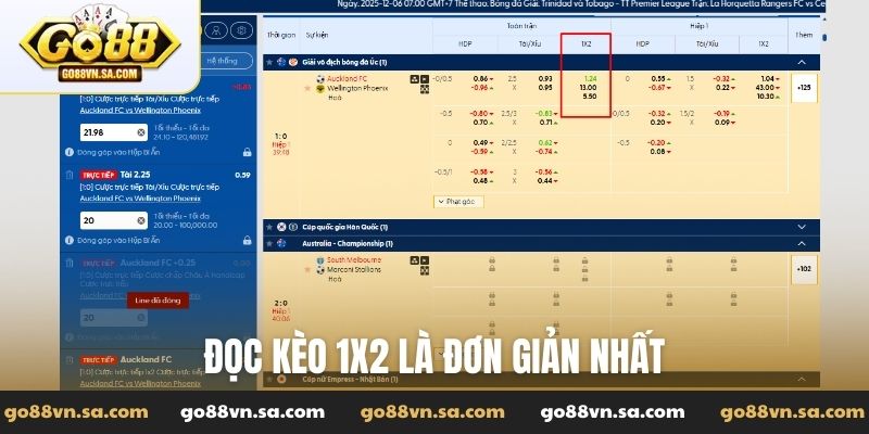 Đọc kèo 1x2 là đơn giản nhất